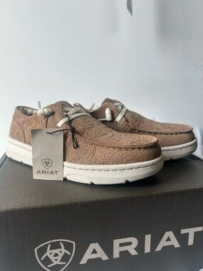 Ariat Hilo Tan Floral Emboss Slip On Western Shoe